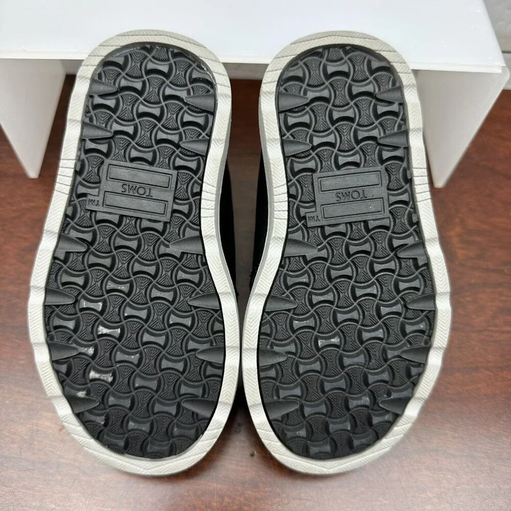 Toms Toddler Chukka Boot Shoes Leather Hook & Loop Slip On Size 7 Black EUC
